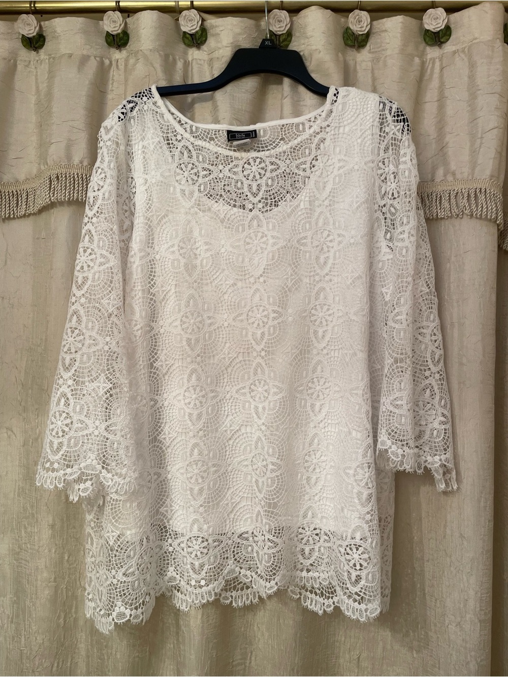 Boho Crochet Lace White Blouse by Cato